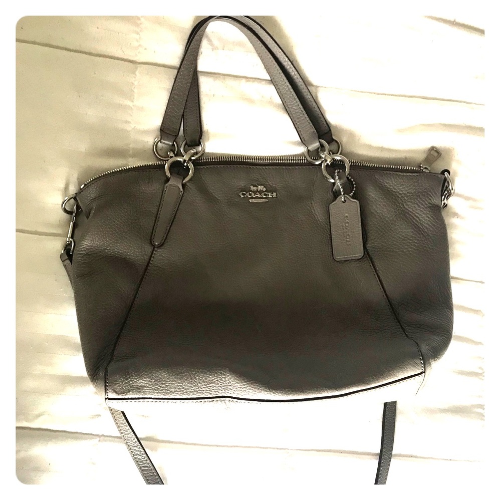 Grey Soft Leather Coach Carryall Handbag
